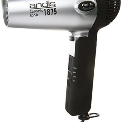Andis 1875-Watt Fold-N-Go Ionic Hair Dryer , Silver/Black