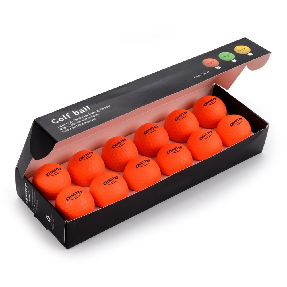 Chastep Practice Foam Golf Balls 1.68 Inch Indoor/Outdoor Limited Flight High Density 12 Count Orange