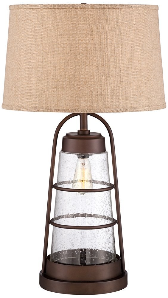 Industrial Lantern Table Lamp with Night Light - Image 4