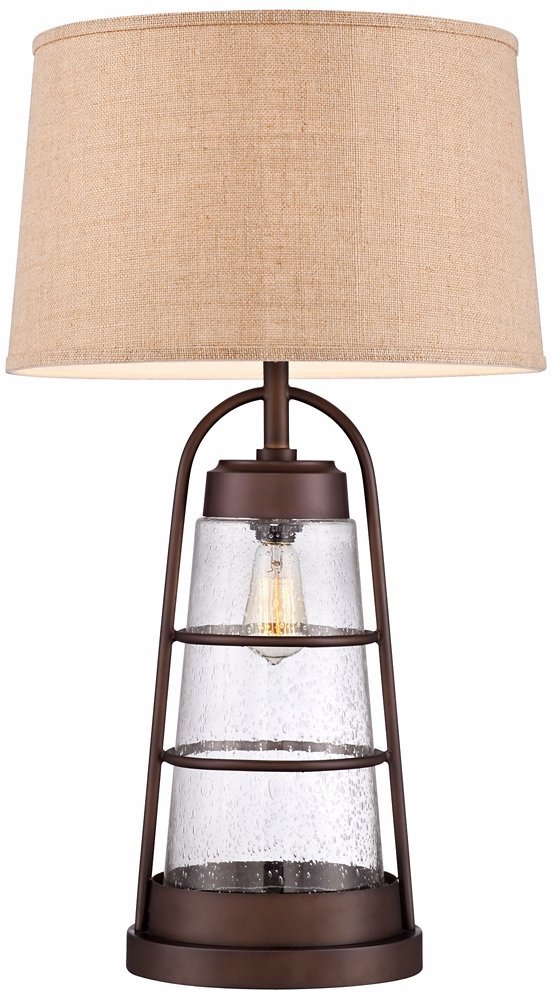 Industrial Lantern Table Lamp with Night Light
