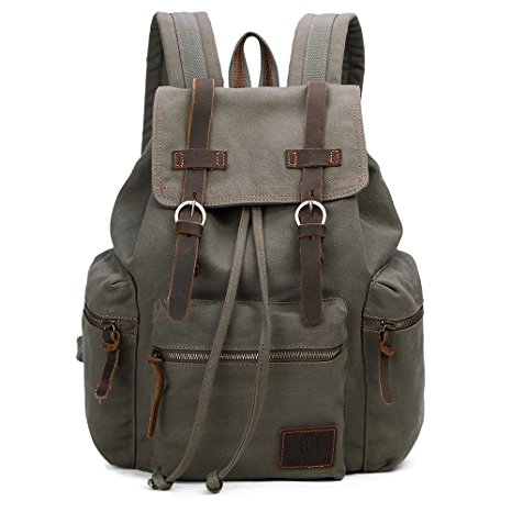 Vintage Canvas Backpack Outdoor Hiking Travel Rucksack 19L